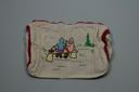 Image of Zippered bag embroidered on front and back, Inuit children at play